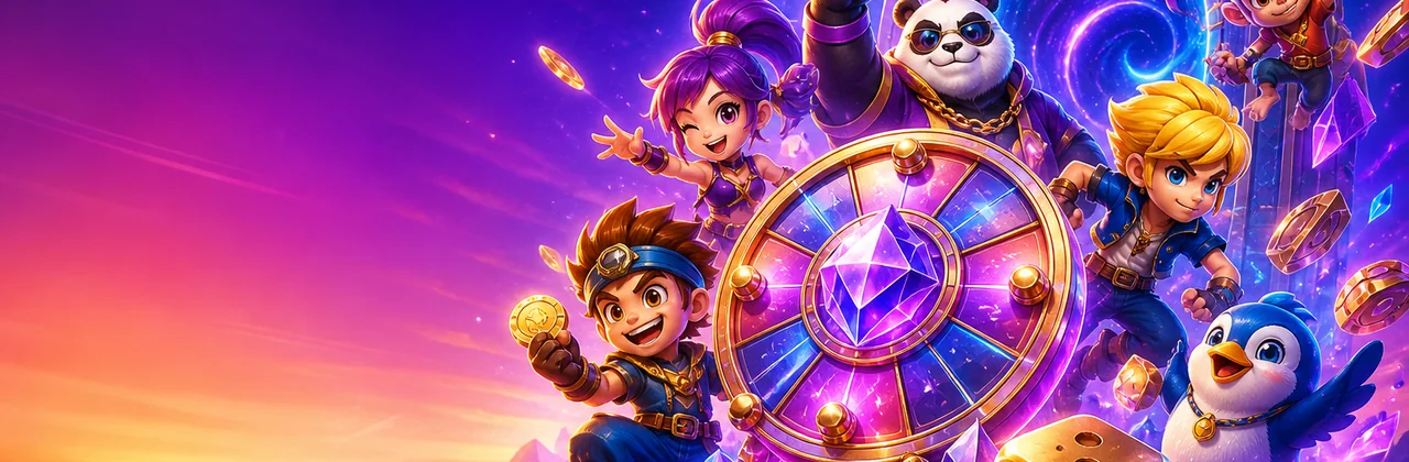 Banner trò chơi PG99 với vòng quay pha lê và cổng phiêu lưu
