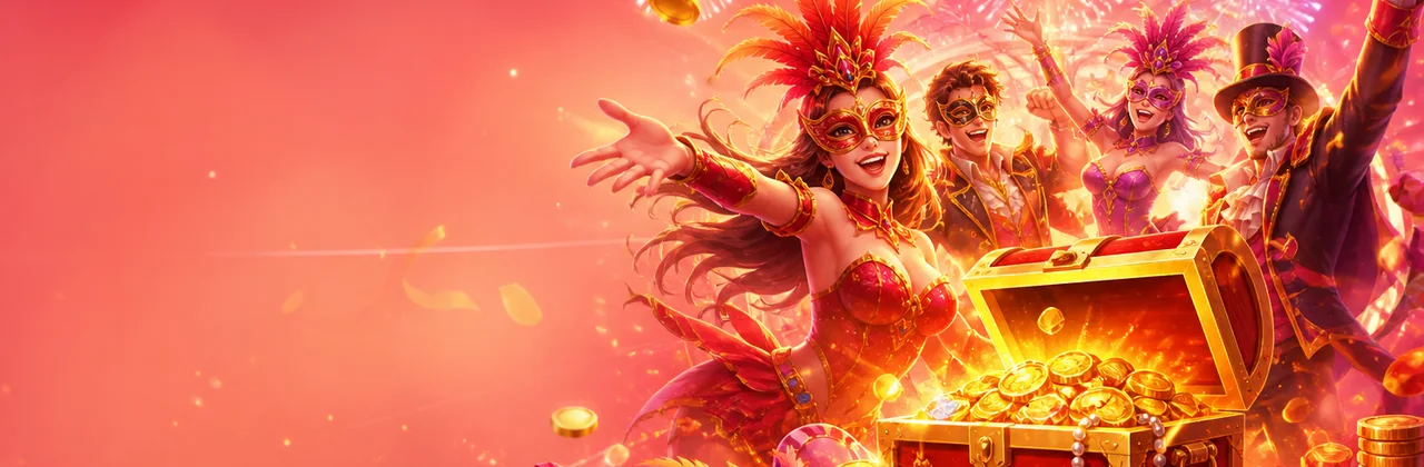 Banner sự kiện PG99 với pháo hoa và rương kho báu